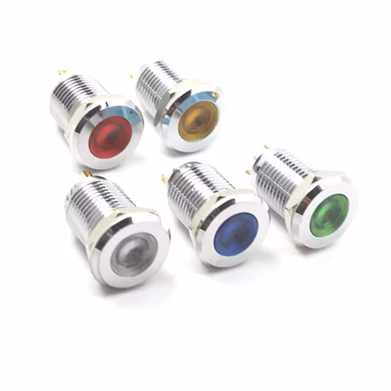 Wdele Haute Durabilité 25mm Métal Tête Plate Étanche Machines Industrielles 24 Volt Voyant LED